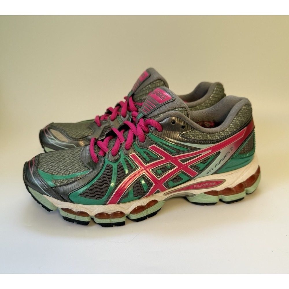 ASICS Gel Cumulus 15 Shoes Womens US 8 Running Sneakers Active Silver Pink Teal